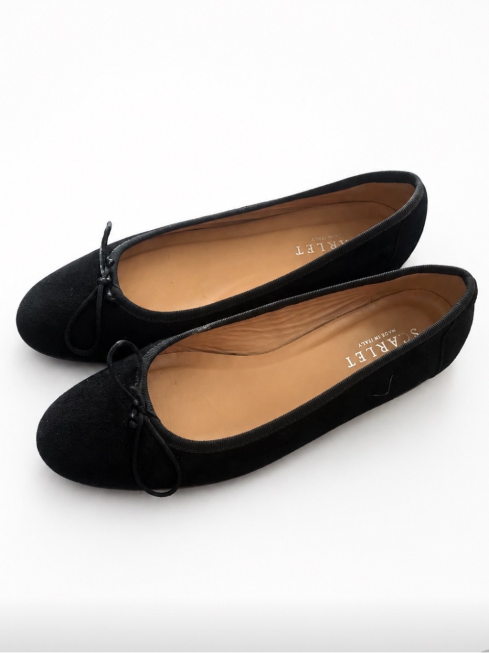Scarlet Black Bow Ballet Flats